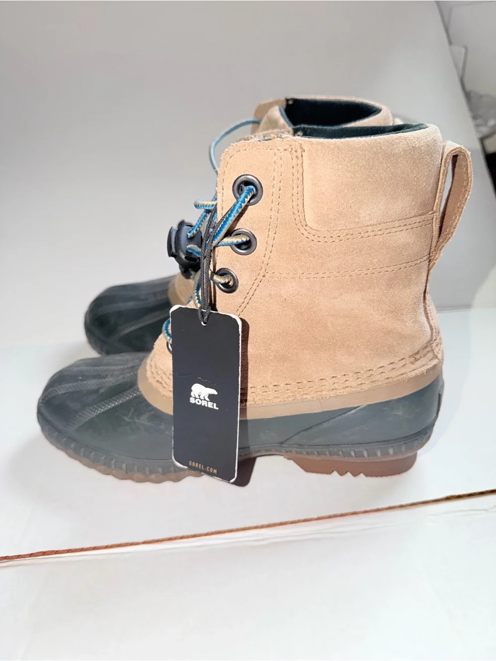 Sorel Kids Tan and Black Waterproof Lace-Top Winter Boots